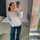Celine är 168 cm lång och bär storlek M. | grå