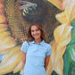 Sarah är 178 cm lång och bär storlek M. | ljusblå