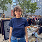Karin är 165 cm lång och bär storlek S. | mörkblå