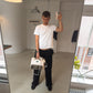 Viggo är 195 cm lång och bär storlek L. | vit