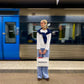 Sofia är 183 cm lång och bär storlek M. | vit